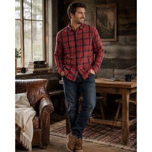Zara Man Shirt Mens XL Red Plaid Flannel Grunge Lumberjack Gorpcore